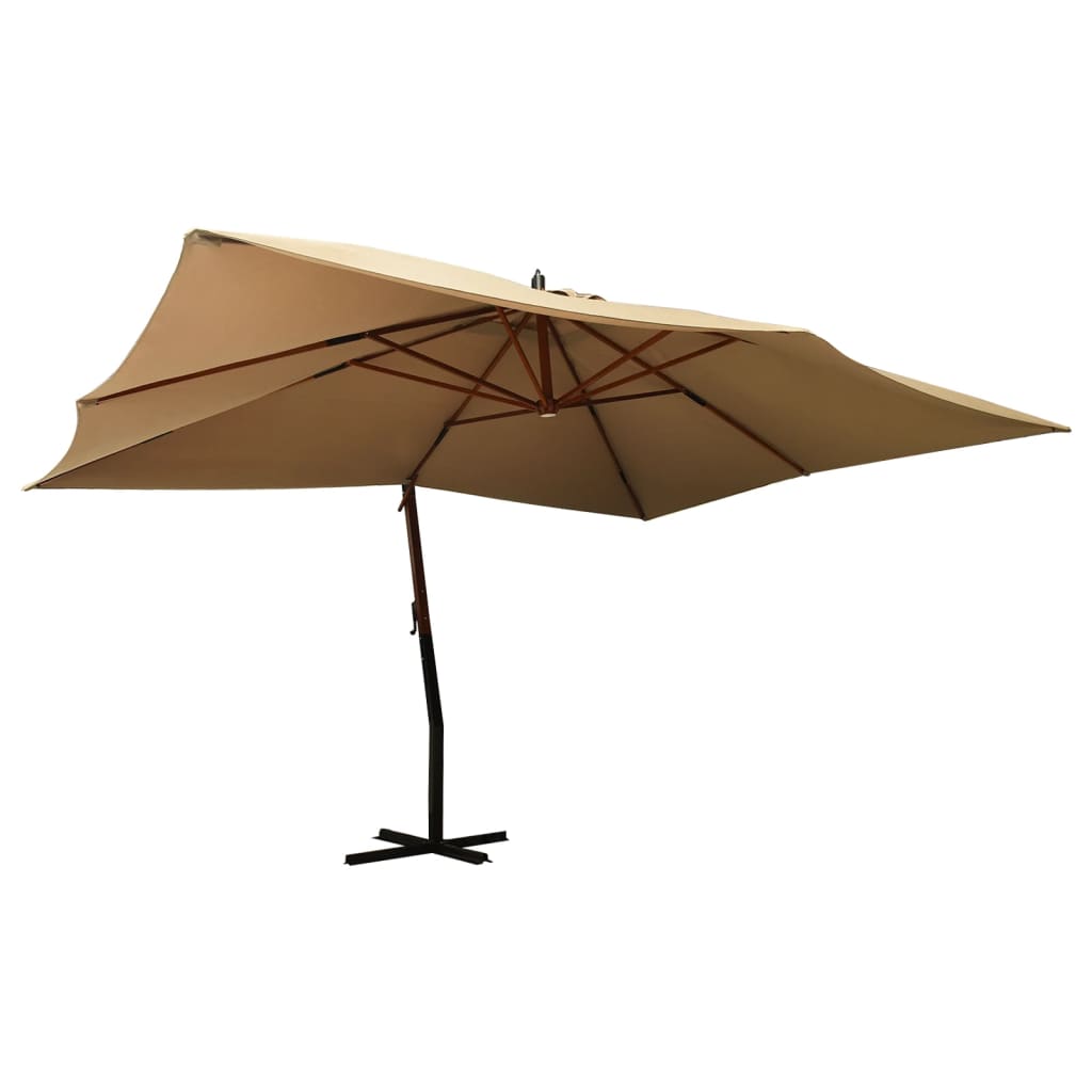 Zweefparasol met houten paal 400x300 cm taupe