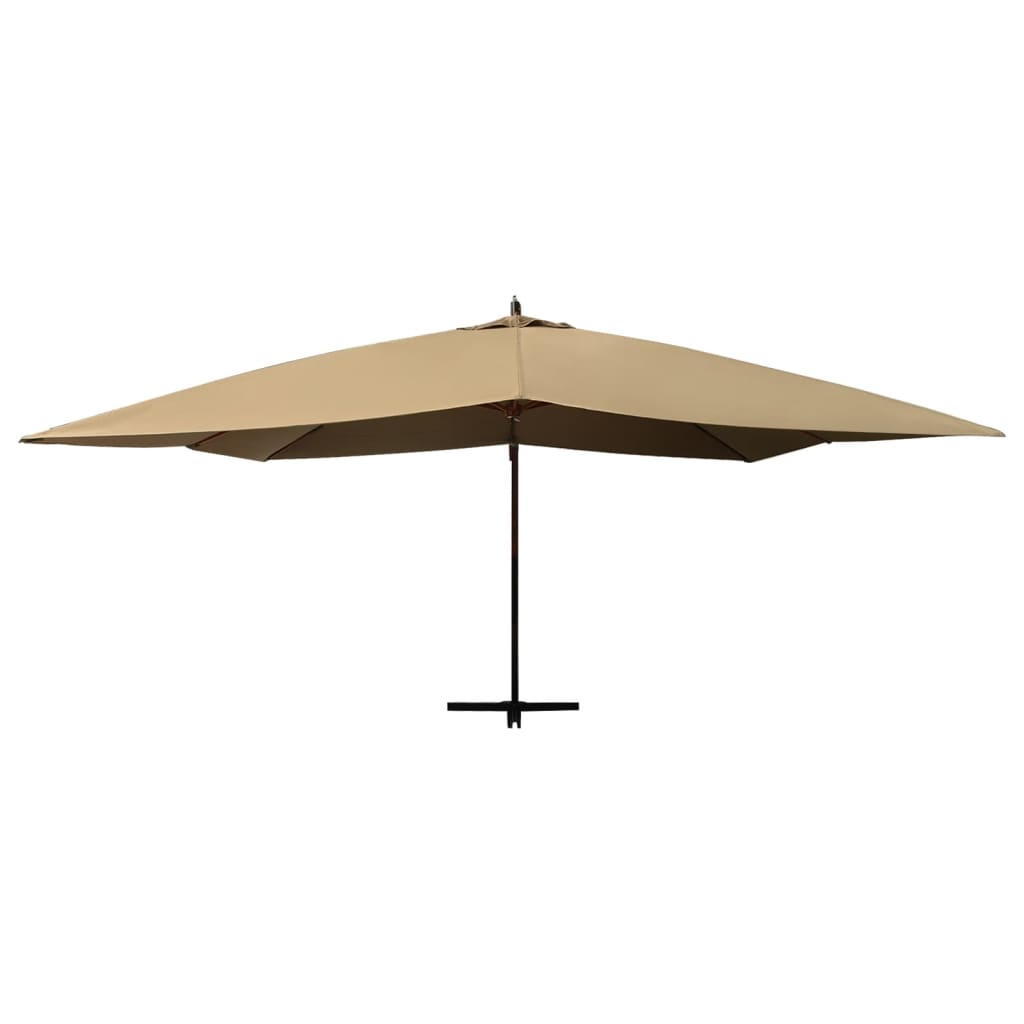 Zweefparasol met houten paal 400x300 cm taupe