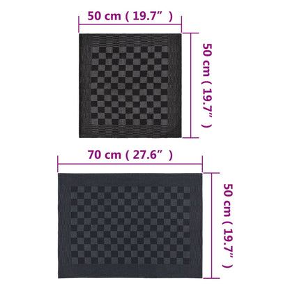 50-delige Keukendoekenset katoen zwart en grijs