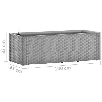 Plantenbak verhoogd met bewateringssysteem 100x43x33 cm grijs