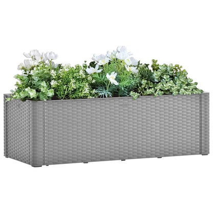 Plantenbak verhoogd met bewateringssysteem 100x43x33 cm grijs