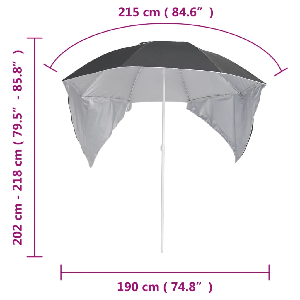 Strandparasol met zijwanden 215 cm antracietkleurig