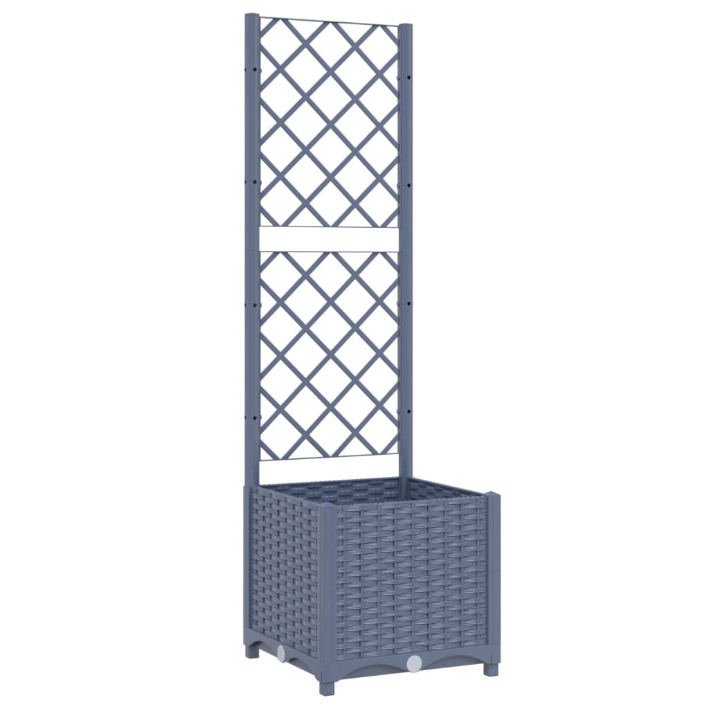 Plantenbak met latwerk 40x40x136 cm polypropeen donkergrijs