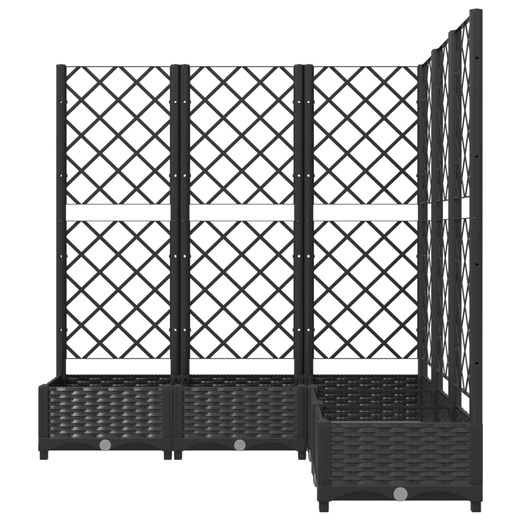 Plantenbak met latwerk 120x120x121,5 cm polypropeen zwart