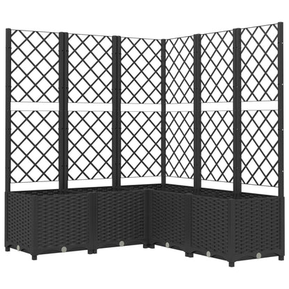 Plantenbak met latwerk 120x120x136 cm polypropeen zwart