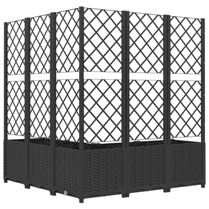 Plantenbak met latwerk 120x120x136 cm polypropeen zwart