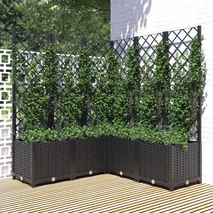 Plantenbak met latwerk 120x120x136 cm polypropeen zwart