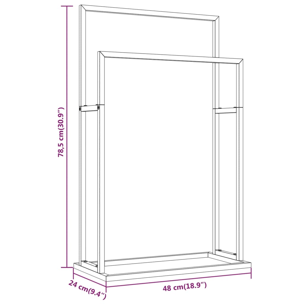 Handdoekenrek vrijstaand 48x24x78,5 cm ijzer wit