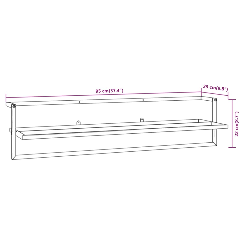 Handdoekenrek 95x25x22 cm ijzer wit