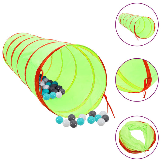 Kinderspeeltunnel met 250 ballen 175 cm polyester groen