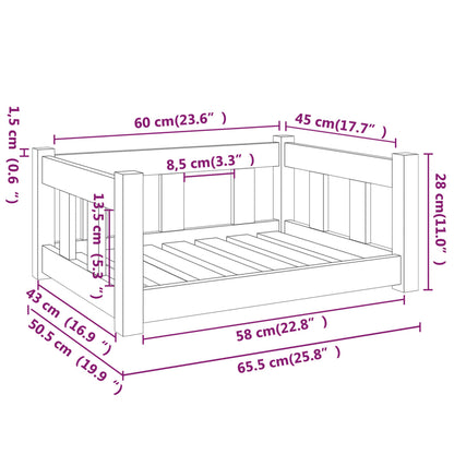 Hondenmand 65,5x50,5x28 cm massief grenenhout zwart