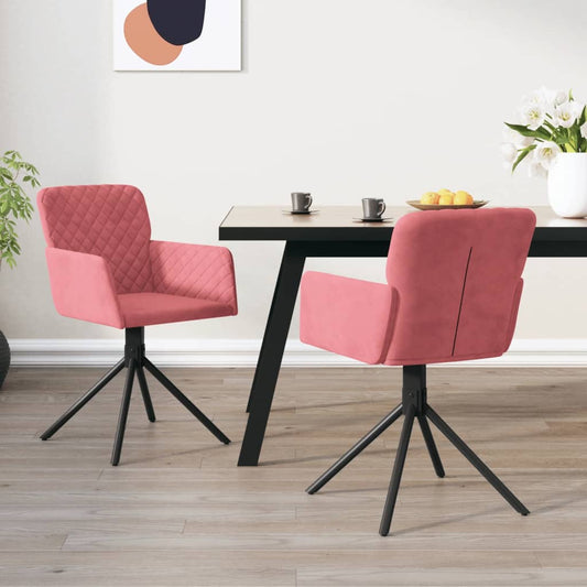 Eetkamerstoelen draaibaar 2 st fluweel roze