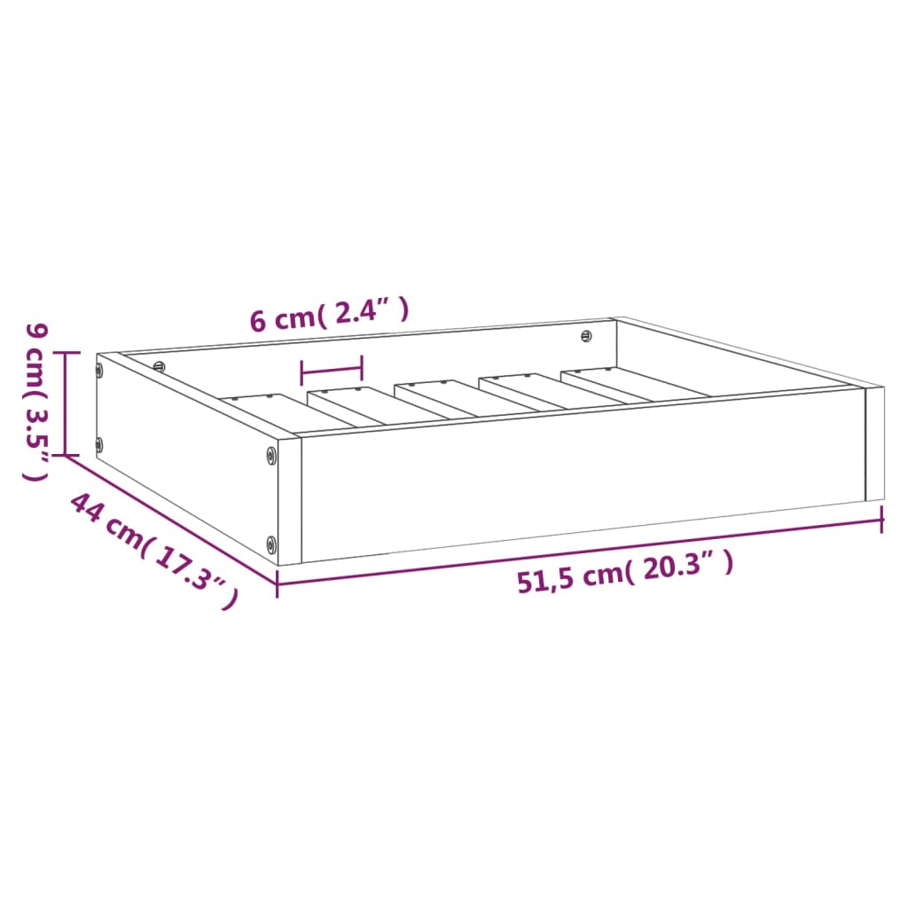 Hondenmand 51,5x44x9 cm massief grenenhout honingbruin