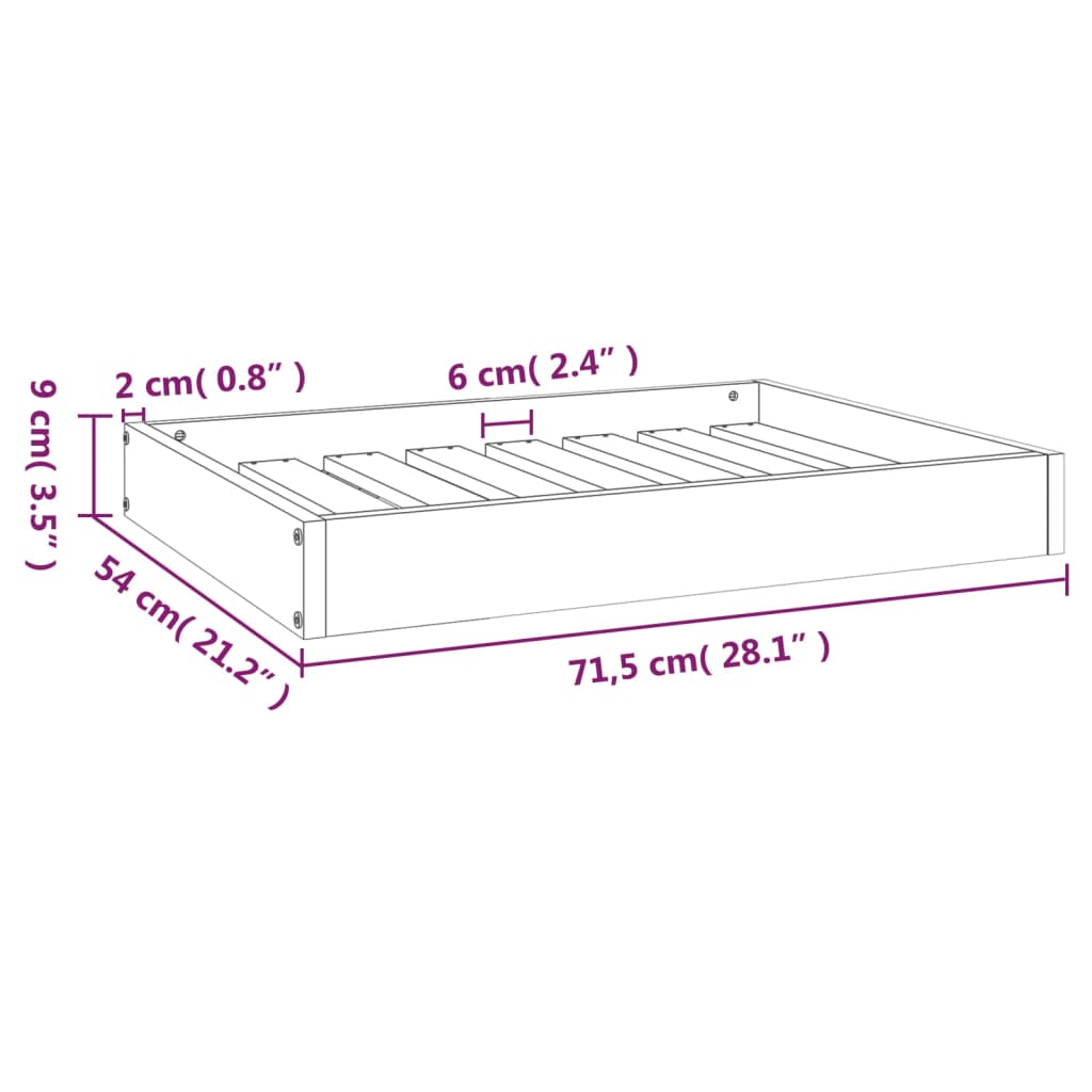 Hondenmand 71,5x54x9 cm massief grenenhout wit