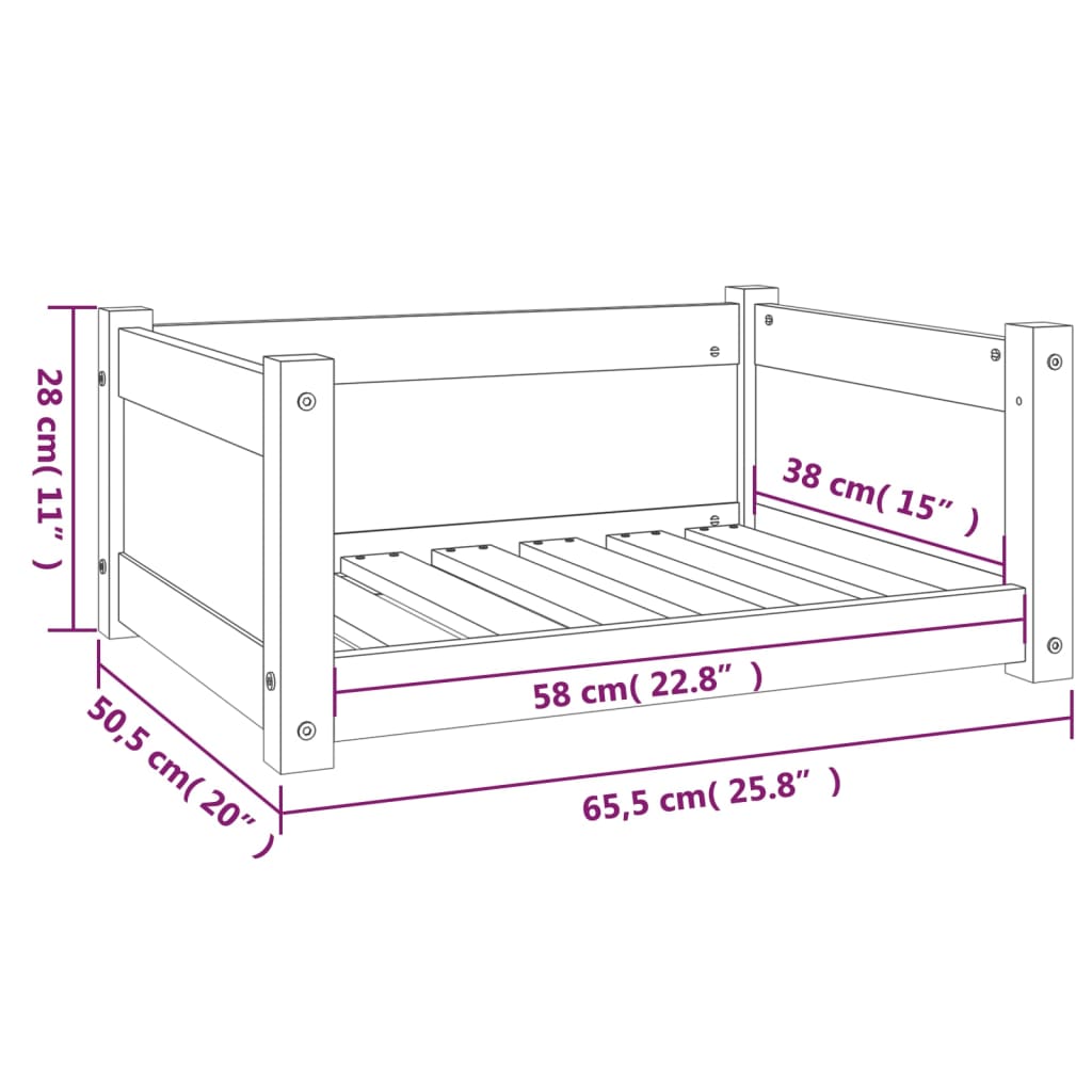 Hondenmand 65,5x50,5x28 cm massief grenenhout