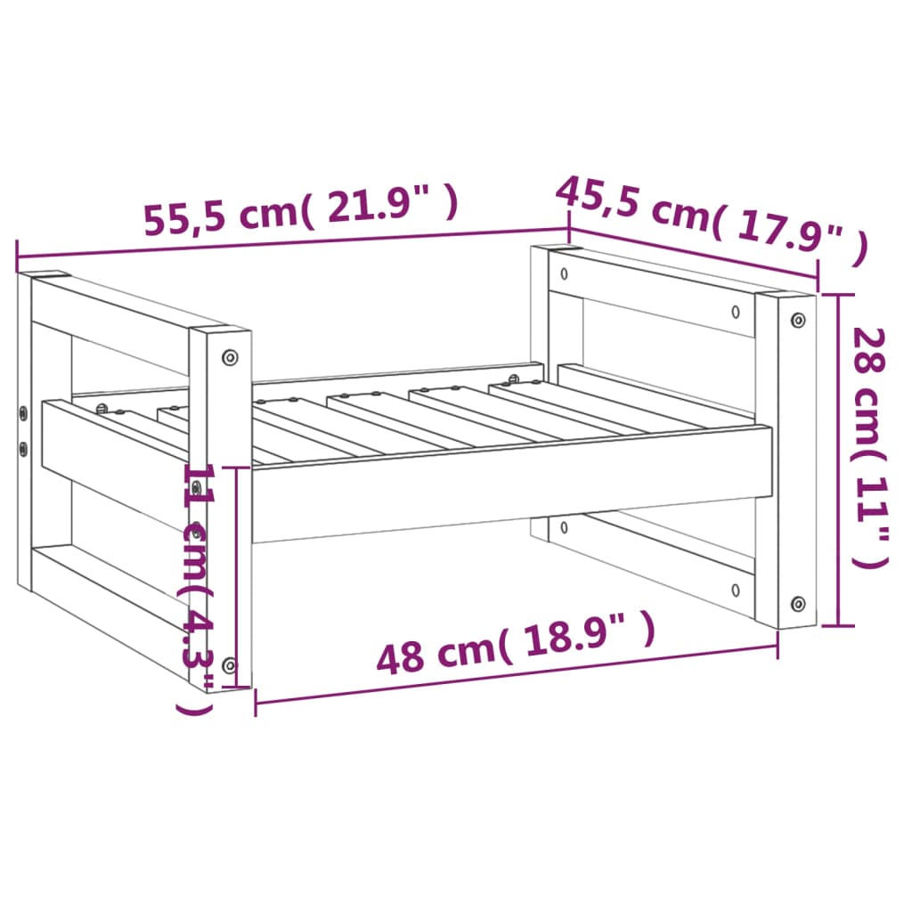 Hondenmand 55,5x45,5x28 cm massief grenenhout honingbruin