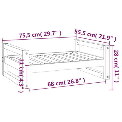 Hondenmand 75,5x55,5x28 cm massief grenenhout wit