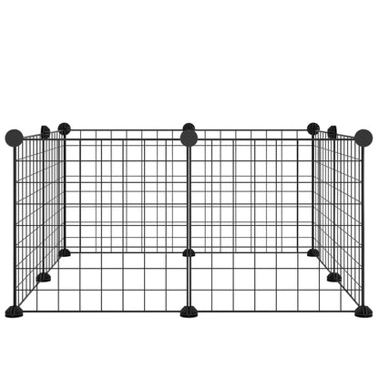 Huisdierenkooi met 8 panelen 35x35 cm staal zwart