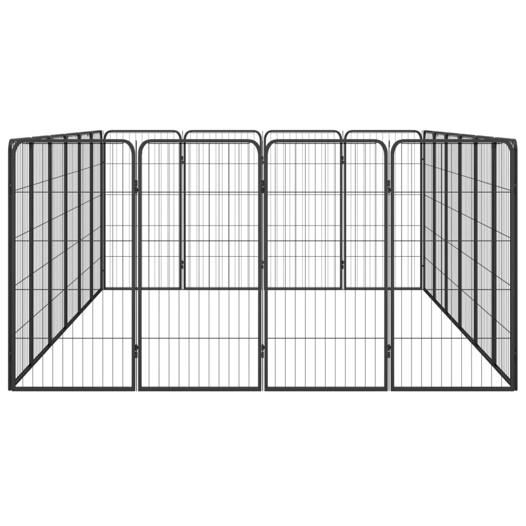 Hondenkennel 20 panelen 50 x 100 cm gepoedercoat staal zwart