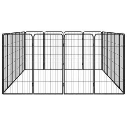 Hondenkennel 20 panelen 50 x 100 cm gepoedercoat staal zwart