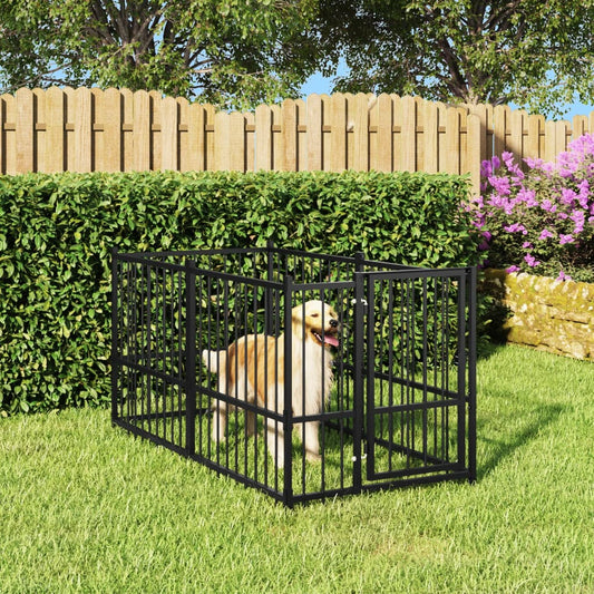 Hondenkennel 193,5x97x100 cm staal zwart