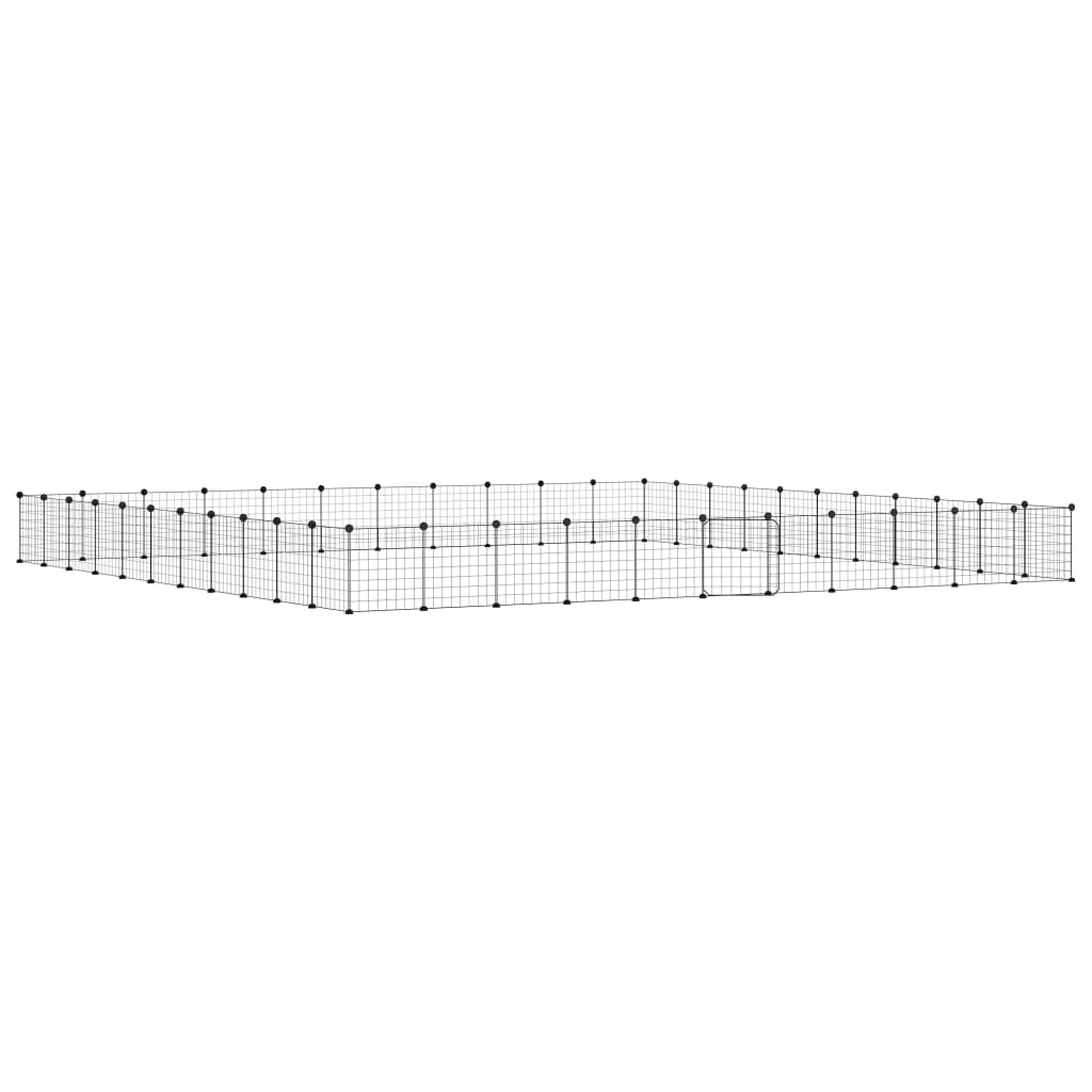 Huisdierenkooi met deur 44 panelen 35x35 cm staal zwart