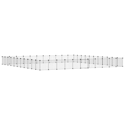 Huisdierenkooi met deur 44 panelen 35x35 cm staal zwart