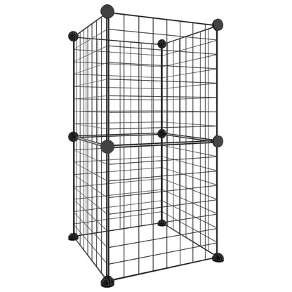 Huisdierenkooi met 8 panelen 35x35 cm staal zwart