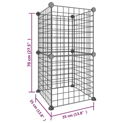 Huisdierenkooi met 8 panelen 35x35 cm staal zwart