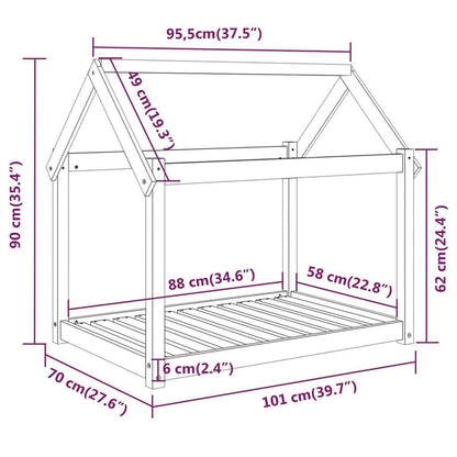 Hondenmand 101x70cm massief grenenhout honingbruin