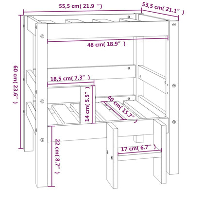 Hondenmand 55,5x53,5x60 cm massief grenenhout grijs