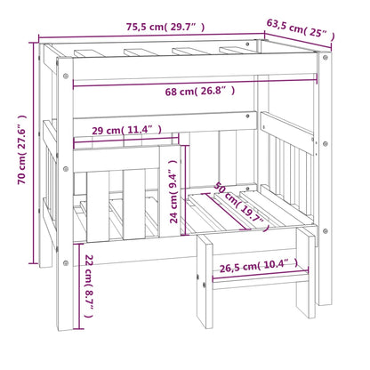 Hondenmand 75,5x63,5x70 cm massief grenenhout grijs