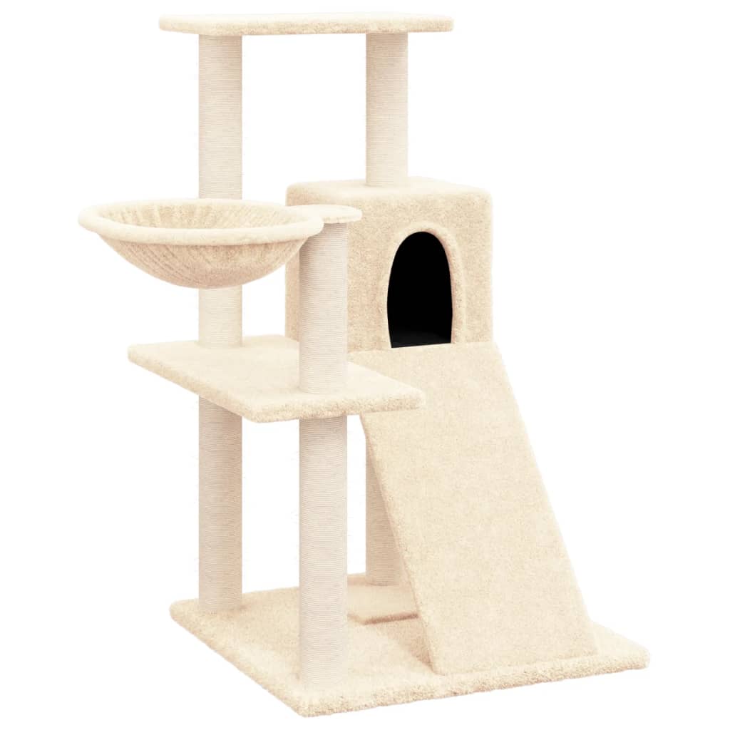 Kattenmeubel met sisal krabpalen 82 cm crèmekleurig