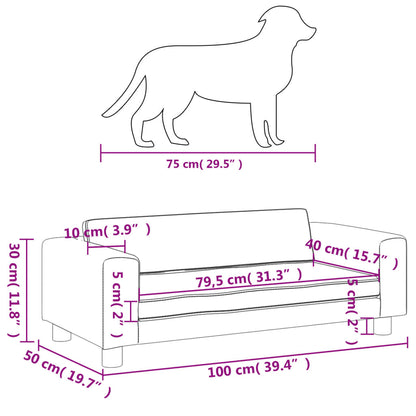 Hondenmand 100x50x30 cm met verlengstuk fluweel donkergrijs