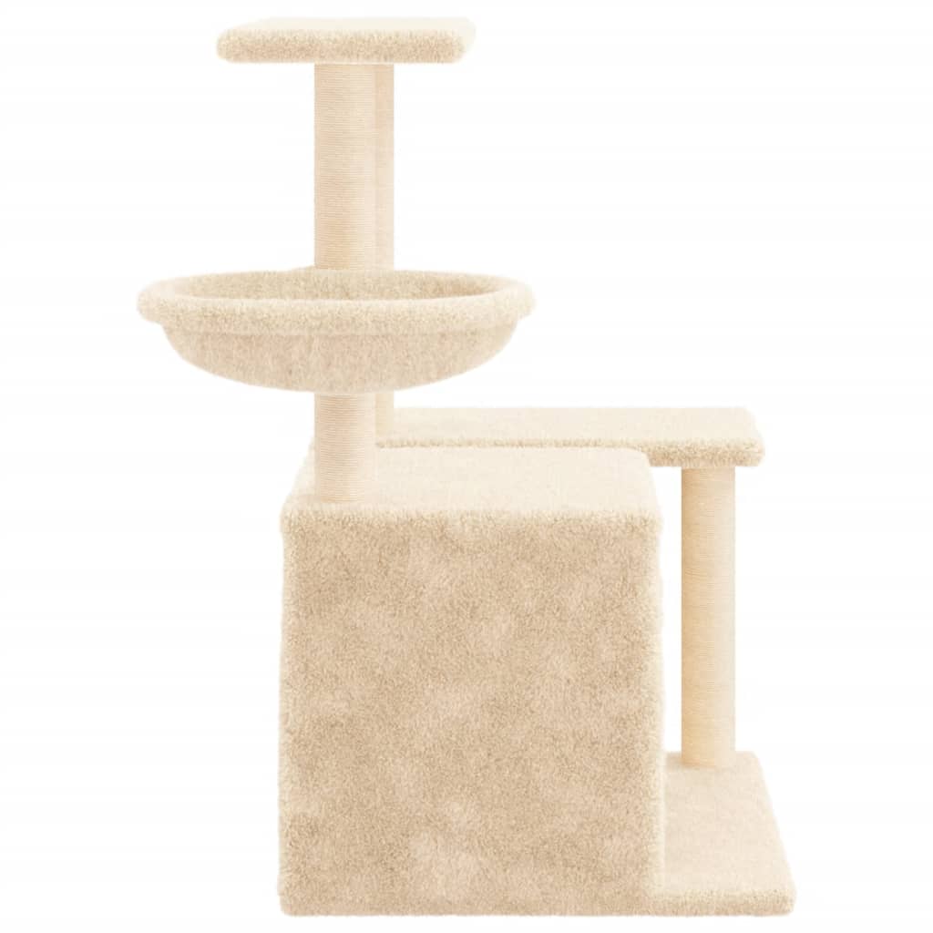 Kattenmeubel met sisal krabpalen 83 cm crèmekleurig