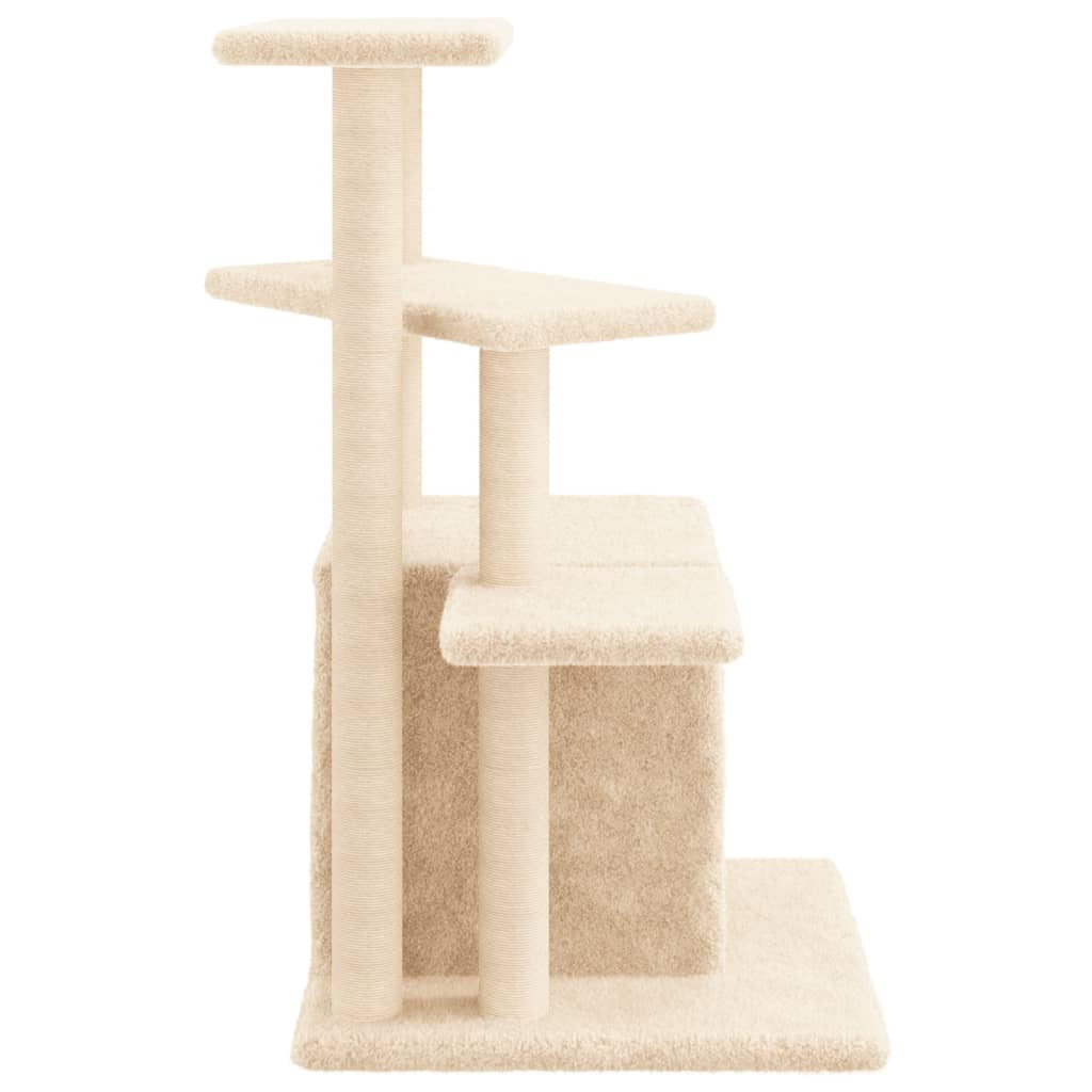 Kattenmeubel met sisal krabpalen 83,5 cm crèmekleurig