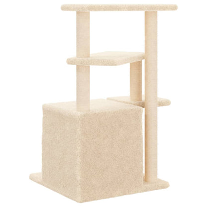 Kattenmeubel met sisal krabpalen 83,5 cm crèmekleurig