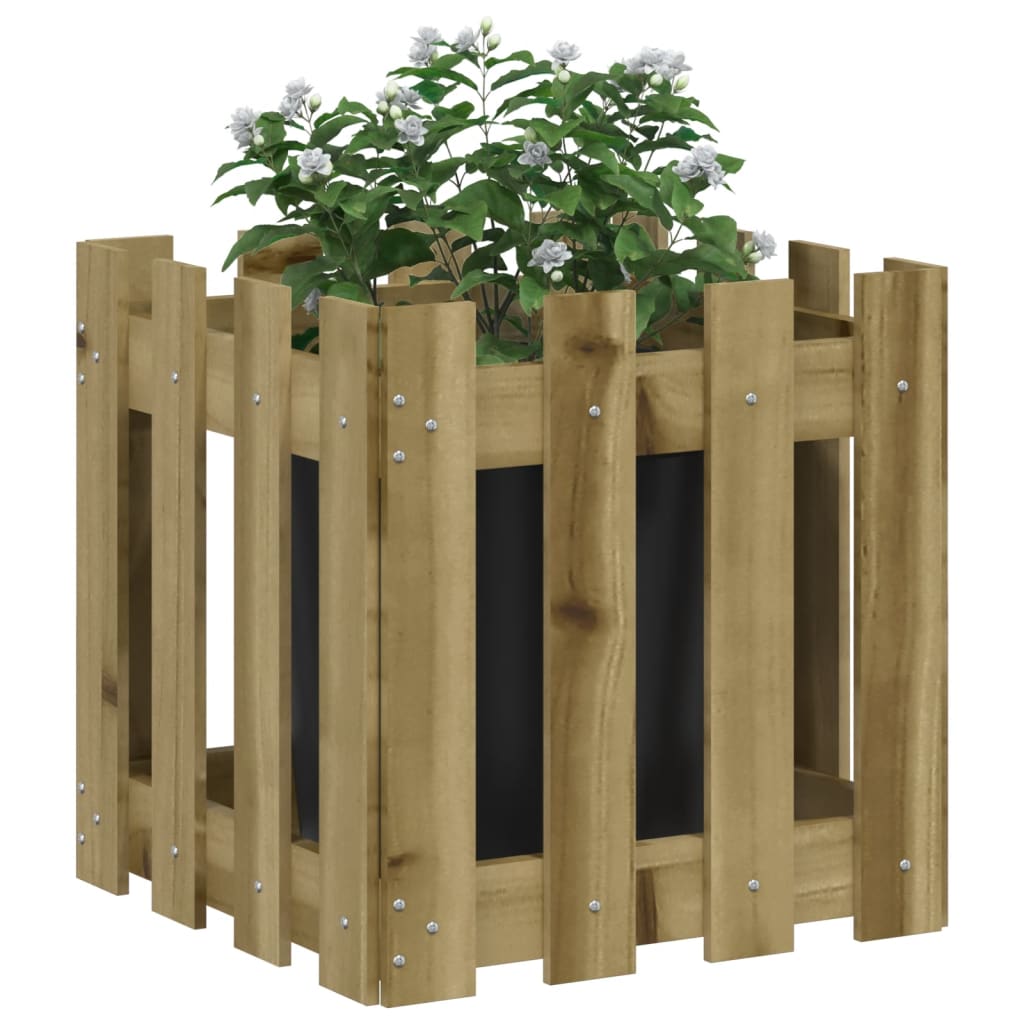 vidaXL Plantenbak met hekontwerp 40x40x40 cm geïmpregneerd grenenhout