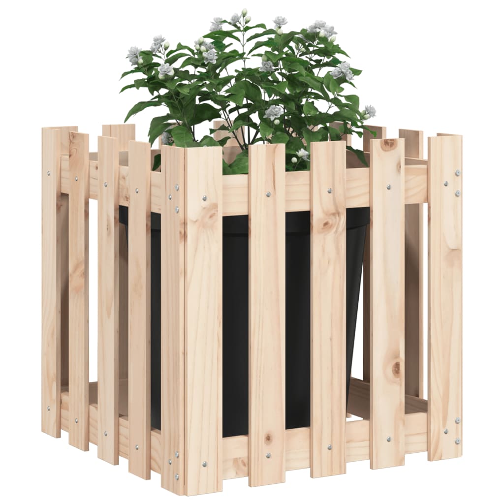 vidaXL Plantenbak met hekontwerp 50x50x50 cm massief grenenhout