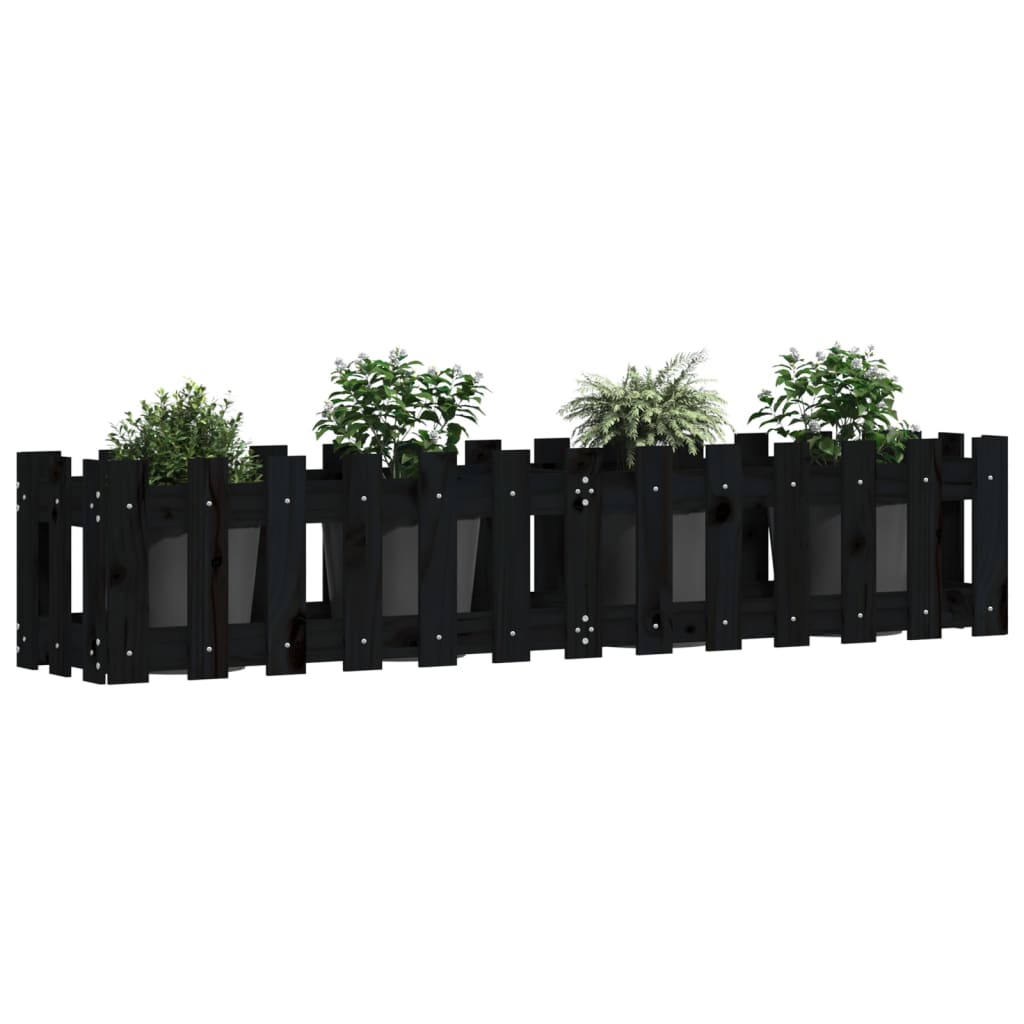 Plantenbak verhoogd hekontwerp 150x30x30 cm grenenhout zwart