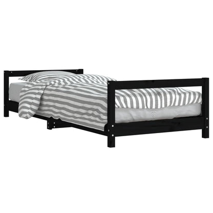 Kinderbedframe 80x200 cm massief grenenhout zwart