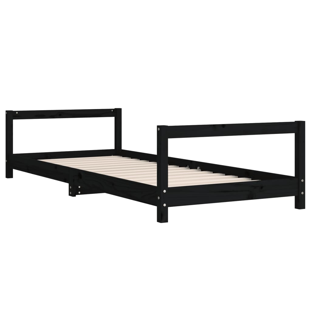 Kinderbedframe 80x200 cm massief grenenhout zwart