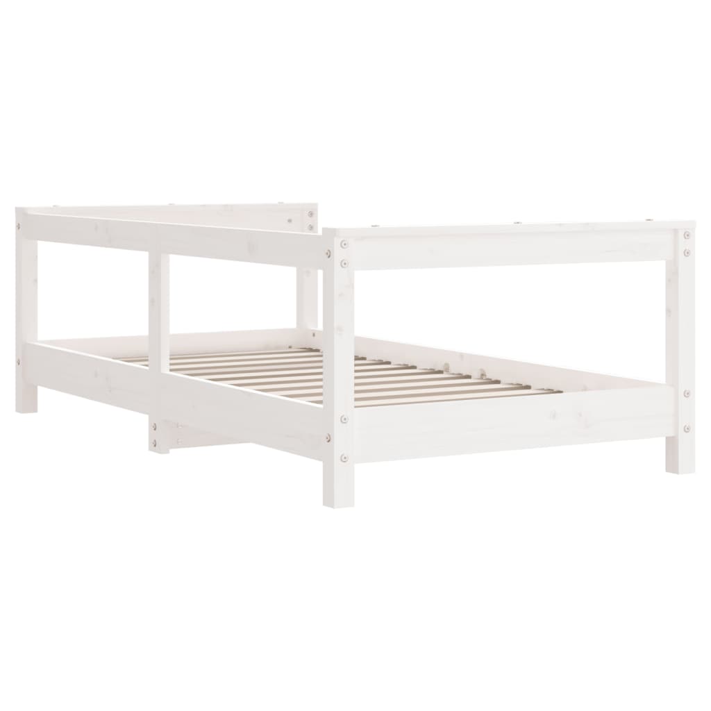 Kinderbedframe 70x140 cm massief grenenhout wit