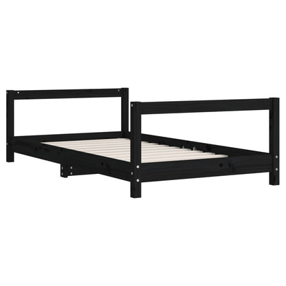 Kinderbedframe 80x160 cm massief grenenhout zwart