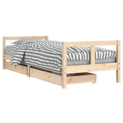 Kinderbedframe met lades 80x200 cm massief grenenhout