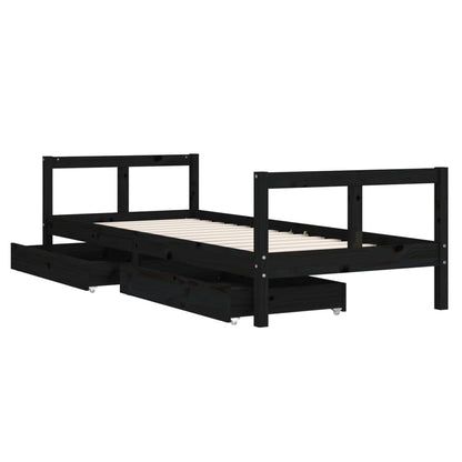 Kinderbedframe 80x200 cm massief grenenhout zwart