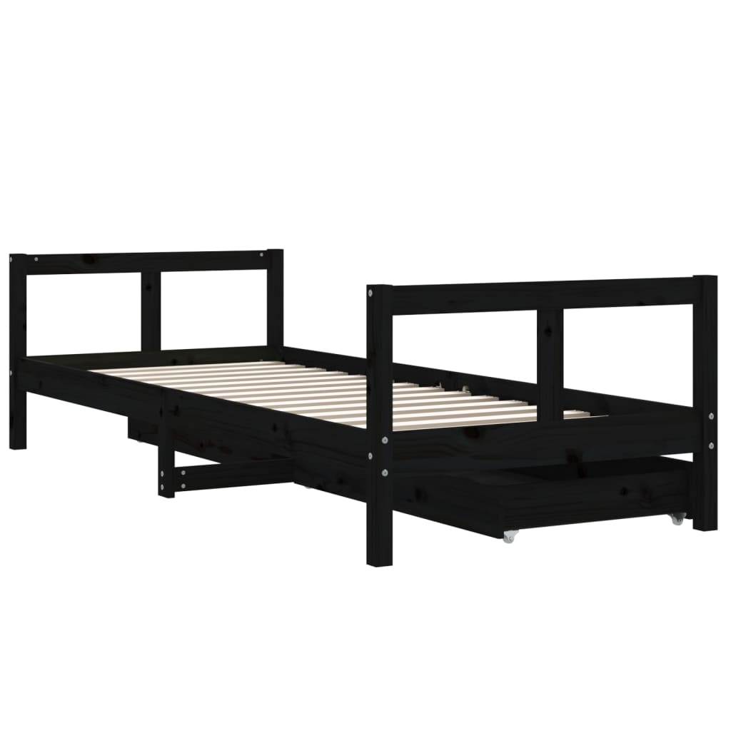 Kinderbedframe 80x200 cm massief grenenhout zwart