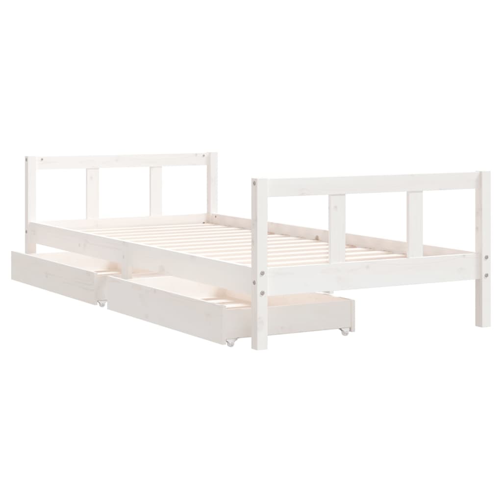 Kinderbedframe 90x200 cm massief grenenhout wit