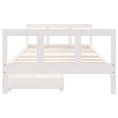 Kinderbedframe 90x200 cm massief grenenhout wit