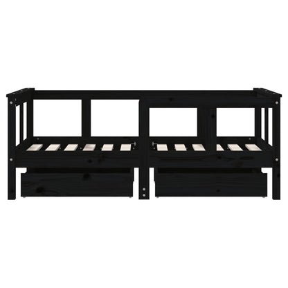 Kinderbedframe met lades 70x140 cm massief grenenhout zwart